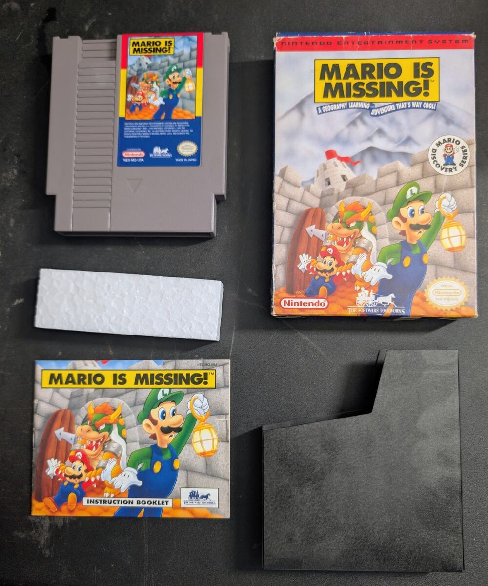 Mario is Missing (Nintendo NES) Complete in Box CIB